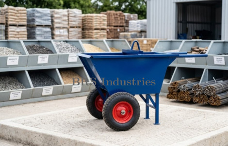 Bajrangi Heavy Duty Metal Light Weight Double Wheel Barrow Trolley Suitable for Construction